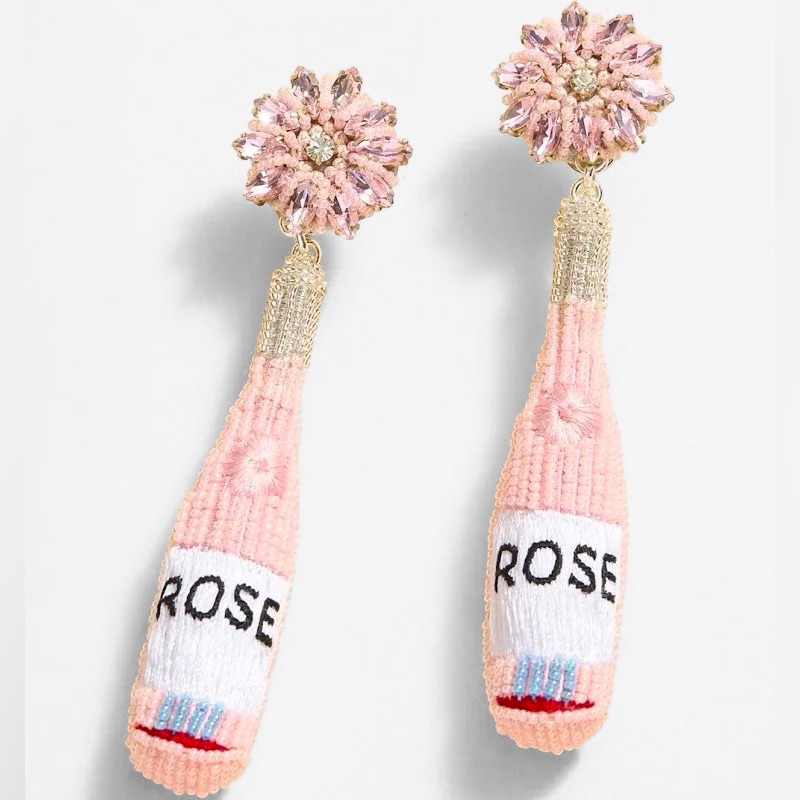 Mignonne Gavigan Ros Bottle Earrings Pink Statement Champagne Novelty Nwot